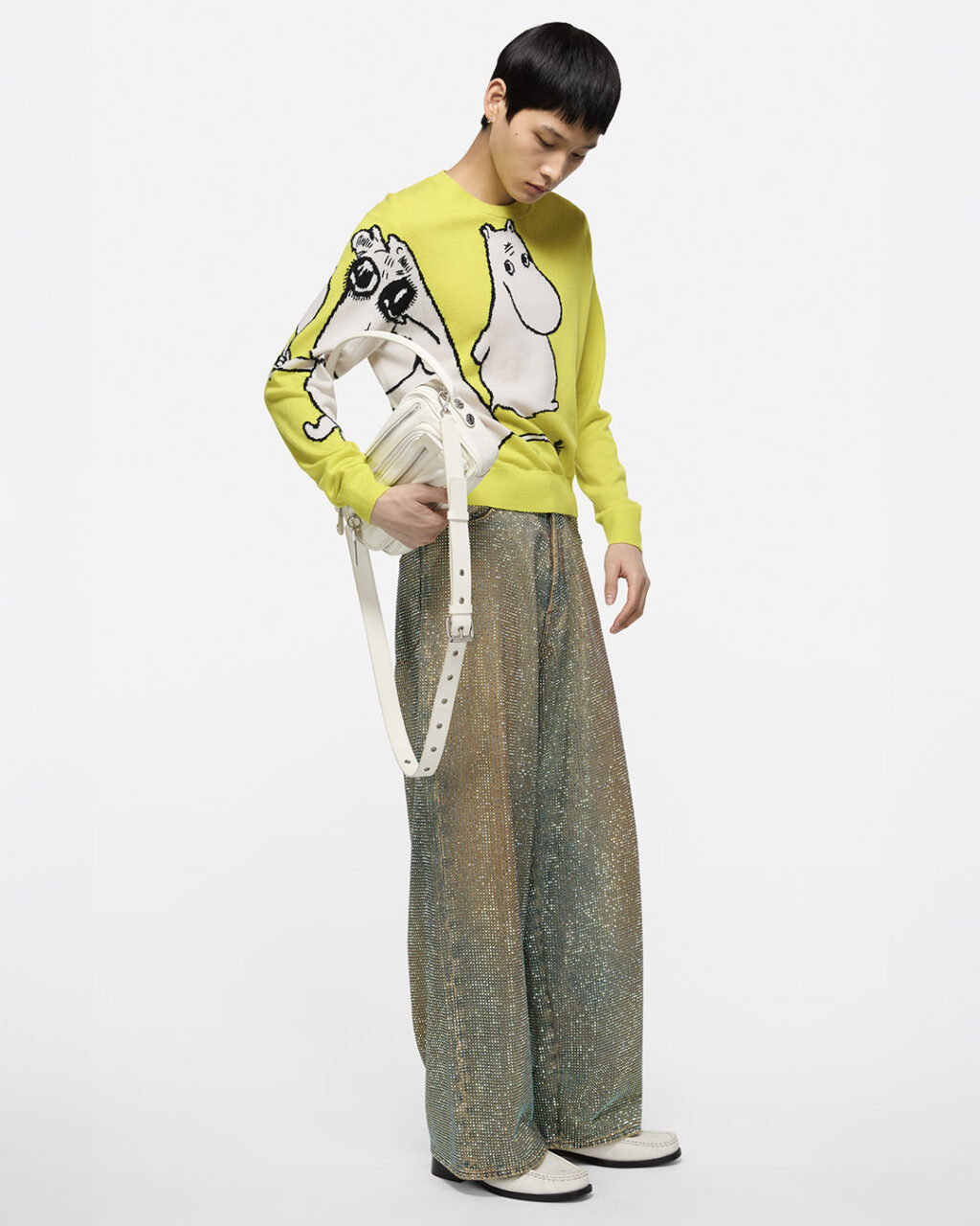 yellow knit with moomin characters