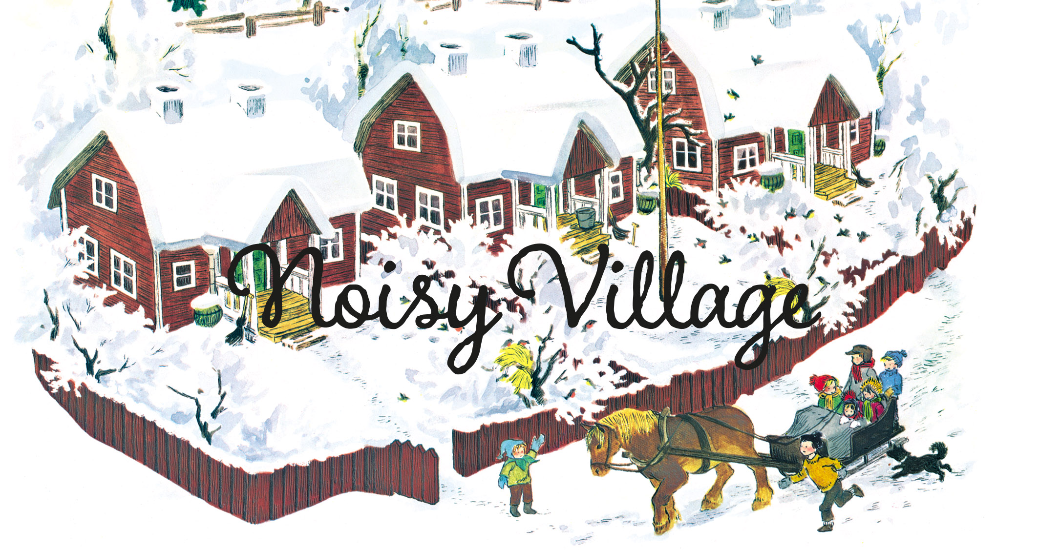 Illustration of Noisy village in snow