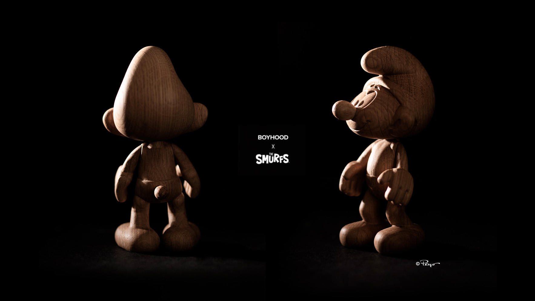 Boyhood Smurf wood figurines
