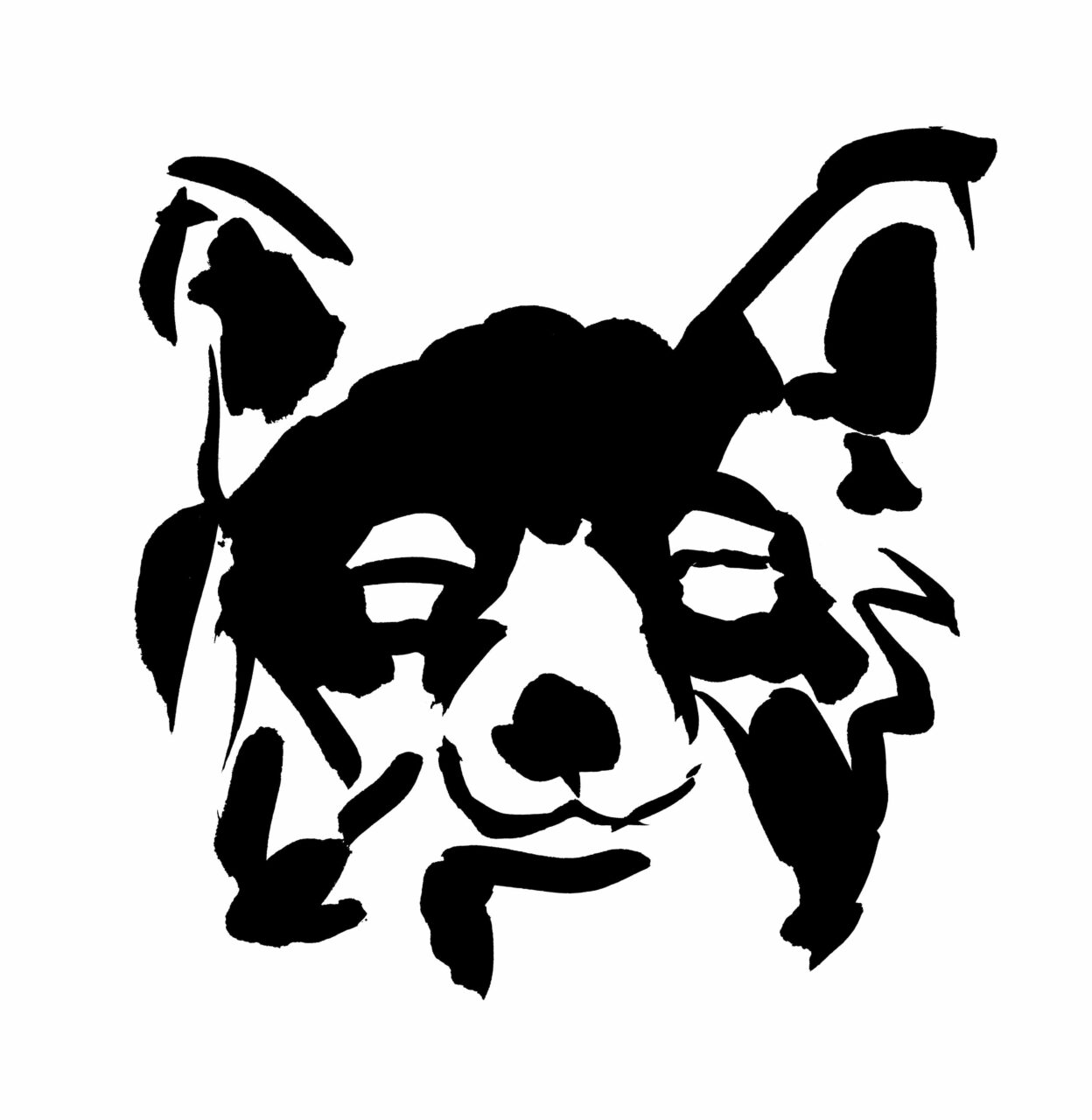 Fox black and white illustration