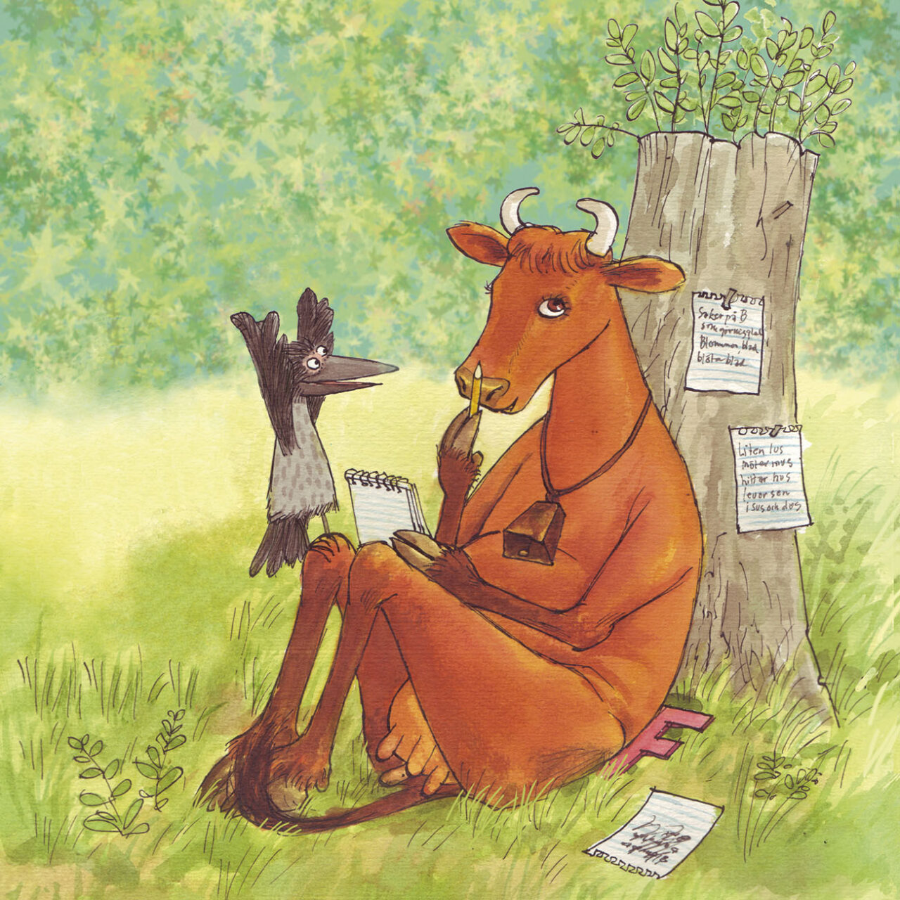 Mamma Moo and Crow, Mamma Mu och Kråkan, tree, nature, friendship