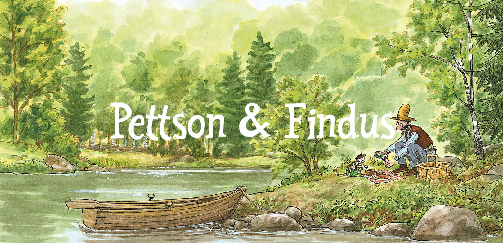 Pettson and findus logo and illustration