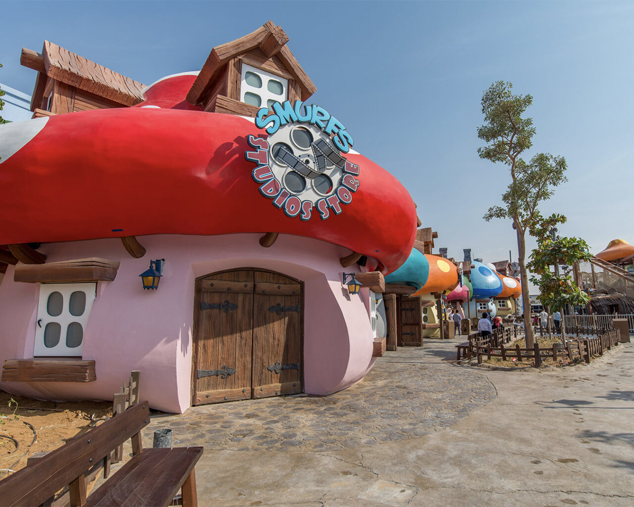 The smurfs mushroom house at theme park