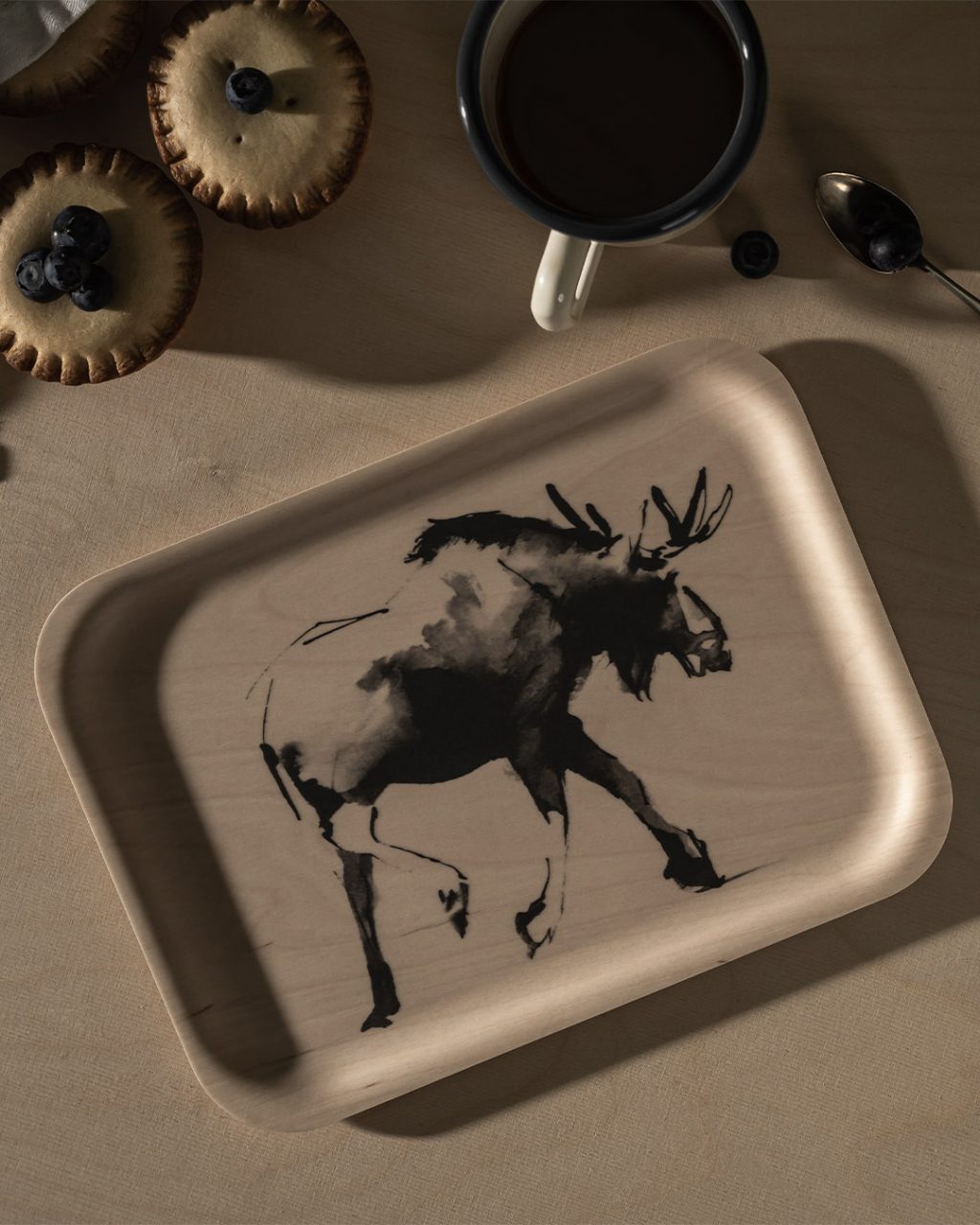 tray with moose illustration