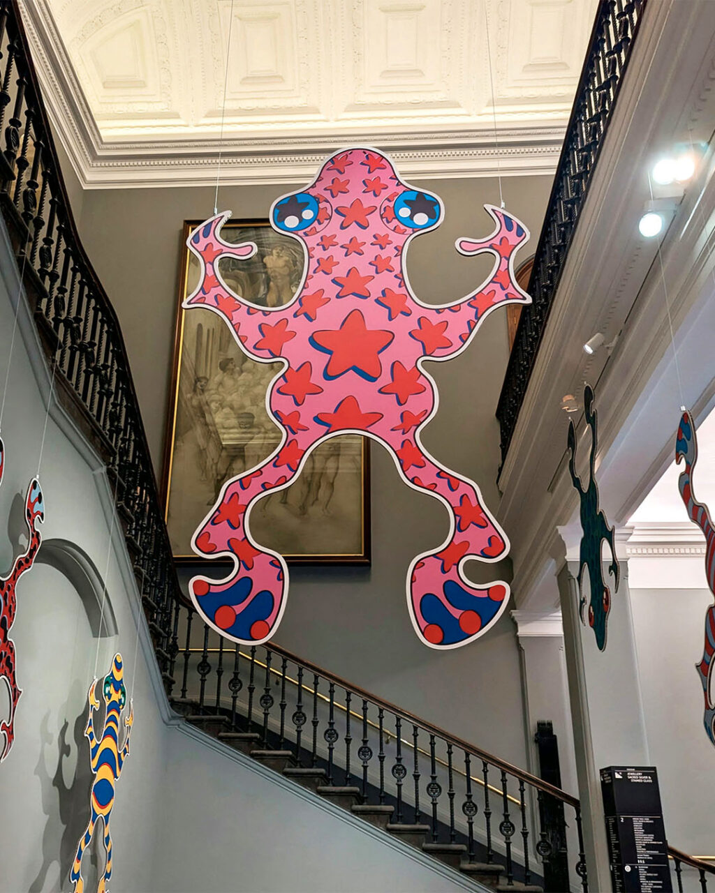 pink frog hanging